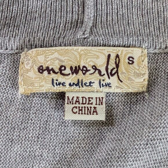 Ombre Dyed Tied Cardigan Women's Small Gray Navy Blue Short Sleeve Wrap - Picture 4 of 5